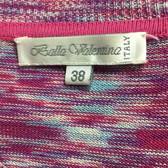 Bella Valentina Silk Sweater Top Pink Blue Size 38 Small - Picture 5 of 5
